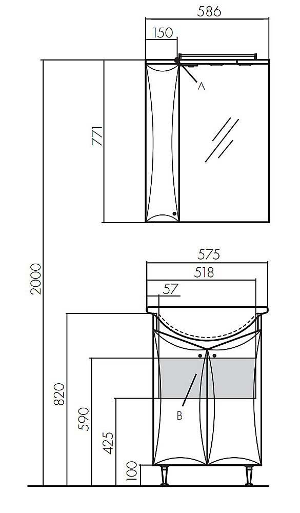 Тумба с раковиной Акватон Джимми 57 У белая для ванной в интернет-магазине Sanbest