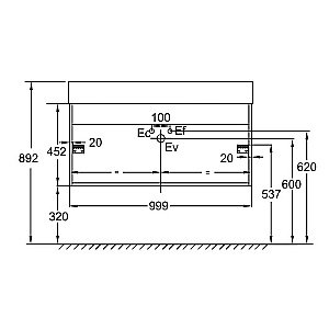 Тумба с раковиной Jacob Delafon VIVIENNE 100 дуб Давос натуральный/серый матовый для ванной в интернет-магазине Sanbest