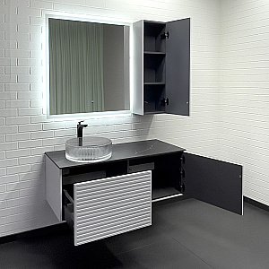 Тумба с раковиной Comforty Геленджик 120 белая матовая/раковина прозрачная для ванной в интернет-магазине Sanbest