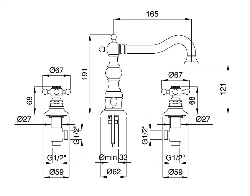 Смеситель для раковины Migliore Arcadia ML.ARC-8312 хром купить в интернет-магазине сантехники Sanbest