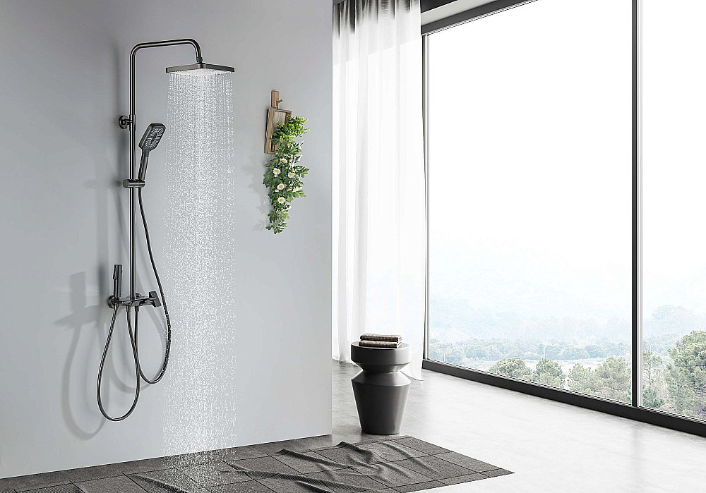 Душевая система Aquatek Поларис AQ3040BGM черная/хром шлифованный купить в интернет-магазине сантехники Sanbest