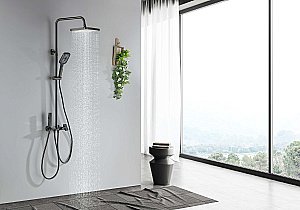 Душевая система Aquatek Поларис AQ3040BGM черная/хром шлифованный купить в интернет-магазине сантехники Sanbest