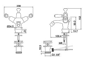 Смеситель для биде Burlington Regent KER13-QT купить в интернет-магазине сантехники Sanbest