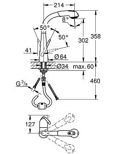 Смеситель для мойки Grohe Zedra 32553000 хром купить в интернет-магазине сантехники Sanbest