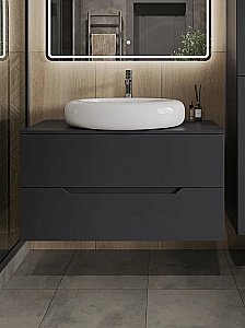 Тумба с раковиной Orange Line 100 Li-100TugMDF+B08-640W графит/белый для ванной в интернет-магазине Sanbest