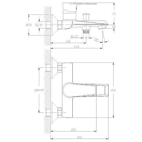 Смеситель для ванны Rossinka RS28-31 купить в интернет-магазине сантехники Sanbest