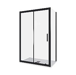 Душевой уголок Good Door Cofe WTW+SP 140х80 стекло прозрачное/профиль черный купить в интернет-магазине Sanbest