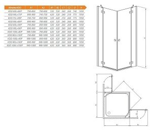 Душевой уголок Radaway Almatea KDD 100х90 купить в интернет-магазине Sanbest
