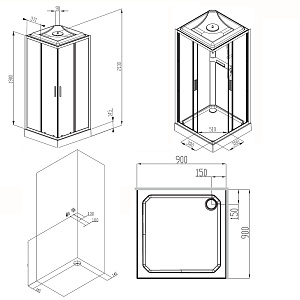 Душевая кабина AM.PM Gem W90C-403-090MT 90x90 купить в интернет-магазине Sanbest