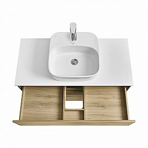 Тумба со столешницей Акватон Либерти 100 дуб эльвезия для ванной в интернет-магазине Sanbest