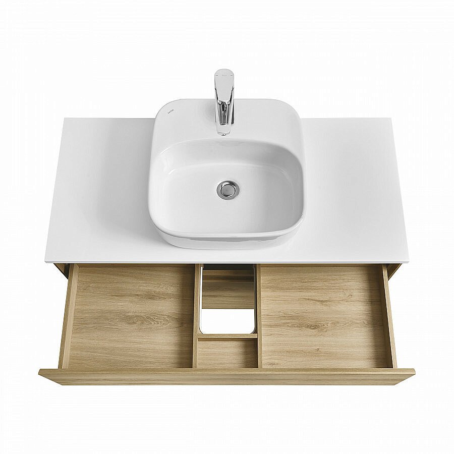 Тумба со столешницей Акватон Либерти 100 дуб эльвезия для ванной в интернет-магазине Sanbest