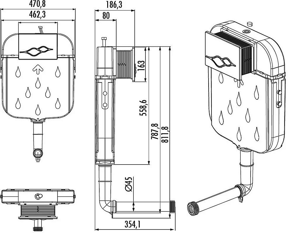 Бачок скрытого монтажа Creavit GR5007.00 купить в интернет-магазине сантехники Sanbest