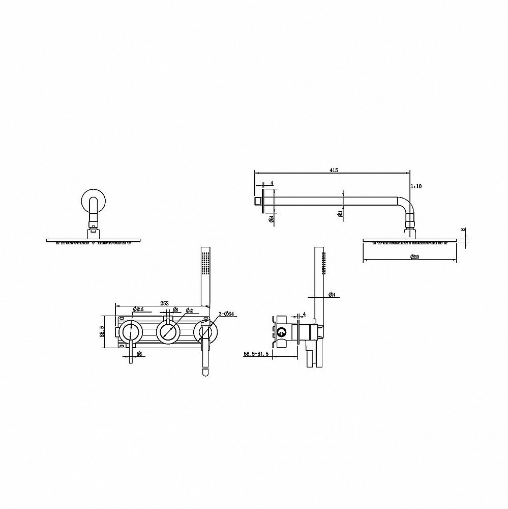 Душевая система Abber Wasser Kreis 316 AF8118BG брашированное золото купить в интернет-магазине сантехники Sanbest