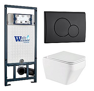 Унитаз с инсталляцией WeltWasser MARBERG 507 + HOFBACH 041 GL-WT + MAR 507 RD MT-BL купить в интернет-магазине Sanbest