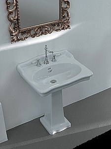 Раковина с пьедесталом Artceram Hermitage 68 HEL002 01 00/ EE11 bi*1 белая купить в интернет-магазине Sanbest