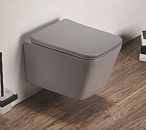 Унитаз подвесной CeramaLux 5170MH светло-серый матовый, безободковый, с крышкой микролифт купить в интернет-магазине Sanbest