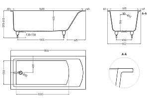 Ванна Salini Cascata S-Sense 104213GF 180x80 RAL купить в интернет-магазине Sanbest