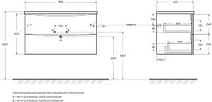 Тумба с раковиной BelBagno MARINO-CER-N-900-2C-SO-NL-P Nero Lucido для ванной в интернет-магазине Sanbest