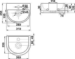 Раковина Melana 7781 7781-805 белая купить в интернет-магазине Sanbest