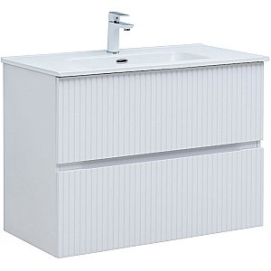 Тумба с раковиной Aquanet Джейн 90 313287 белая матовая для ванной в интернет-магазине Sanbest