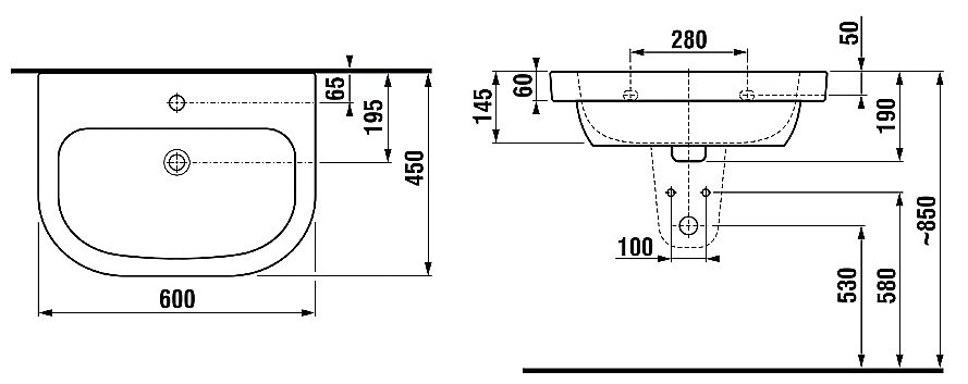Раковина подвесная Jika DEEP by 60 см белая купить в интернет-магазине Sanbest