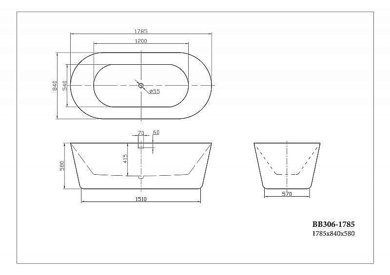 Акриловая ванна BelBagno BB306 178х84 купить в интернет-магазине Sanbest