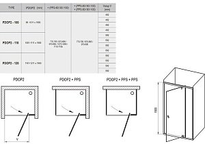 Душевой уголок Ravak Pivot PDOP2 + PPS 90x100 черный купить в интернет-магазине Sanbest