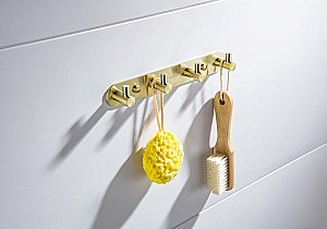 Планка с 4 крючками Aquatek Европа AQ4123BG золото шлифованное купить в интернет-магазине сантехники Sanbest