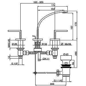 Смеситель для раковины Cisal Wave WA00102121 купить в интернет-магазине сантехники Sanbest