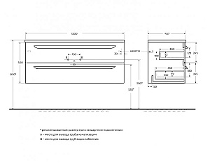 Тумба с раковиной Cezares ECO-CER-N-1200-2C-SO-GSO-P+CZR-8095-120 Темно-серая матовая для ванной в интернет-магазине Sanbest