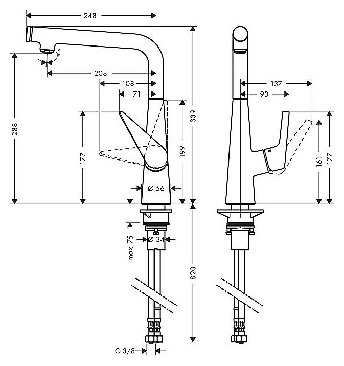 Смеситель для кухни Hansgrohe Talis Select M51 72820800 сталь купить в интернет-магазине сантехники Sanbest