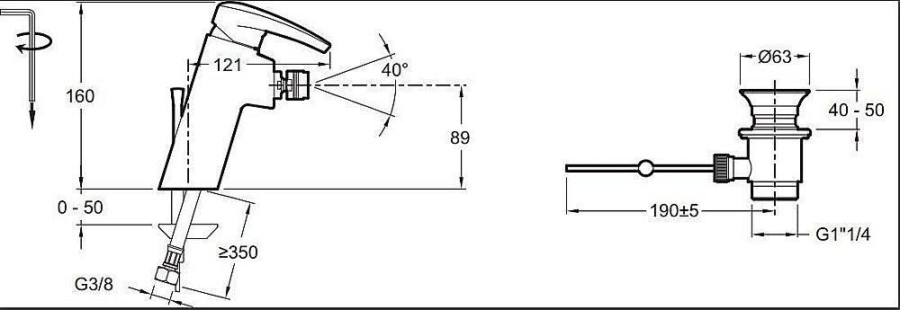 Cмеситель для биде Jacob Delafon PANACHE E73240-CP купить в интернет-магазине сантехники Sanbest