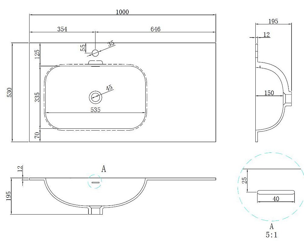 Раковина Vincea Elise VCB-4EL100MW белый матовый купить в интернет-магазине Sanbest