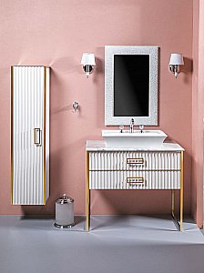 Тумба с раковиной Armadi Art Monaco 80 со столешницей белая с золотом для ванной в интернет-магазине Sanbest