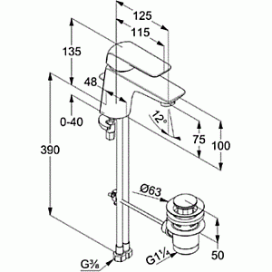 Смеситель для раковины Kludi Ameo 410290575 хром купить в интернет-магазине сантехники Sanbest