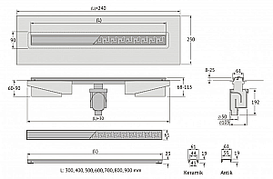 Душевой лоток прямой Berges C1 Norma 90 090040 матовый хром купить в интернет-магазине Sanbest