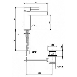 Смеситель для раковины Webert DoReMi DR830102560 черный матовый купить в интернет-магазине сантехники Sanbest