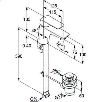 Смеситель для раковины Kludi Ameo 410290575 хром купить в интернет-магазине сантехники Sanbest