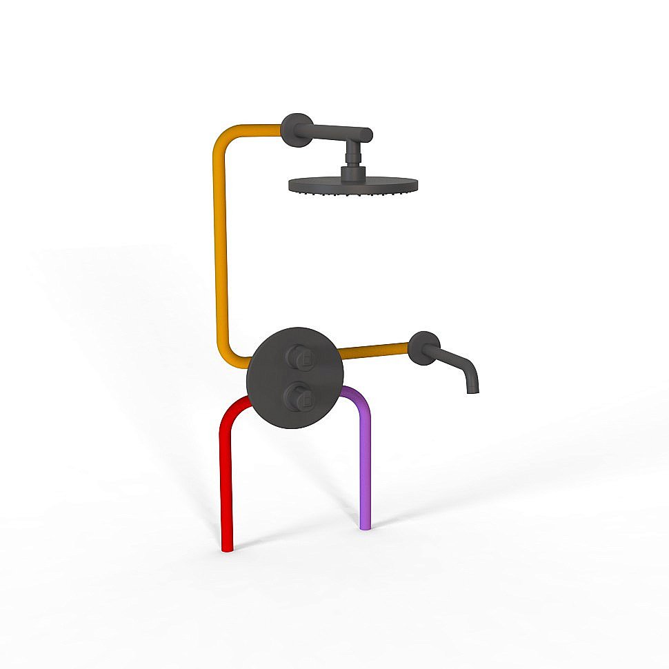 Душевая система PAINI Cox 78PZSET26911THBATHHEAD черная матовая купить в интернет-магазине сантехники Sanbest