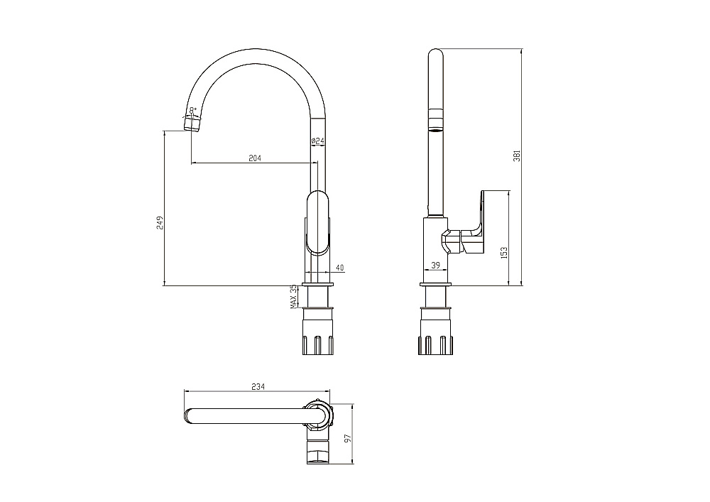 Смеситель для кухни Aquatek Альфа AQ1982MB черный матовый купить в интернет-магазине сантехники Sanbest