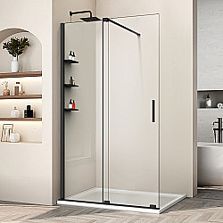 Душевая перегородка Vincea Walk-In VSW-1WSL120CLB 120 профиль черный матовый/стекло прозрачное купить в интернет-магазине Sanbest