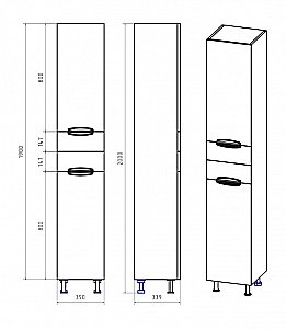 Пенал Misty Жасмин 35 с б/к белая эмаль для ванной в интернет-магазине сантехники Sanbest