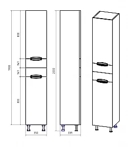 Пенал Misty Жасмин 35 с б/к белая эмаль для ванной в интернет-магазине сантехники Sanbest