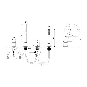 Смеитель для ванны Oliveeka Y OL-669017-BG золото матовое купить в интернет-магазине сантехники Sanbest
