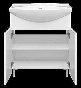 Тумба с раковиной Misty Чегет - 75 П-Чег-01075-011 белая для ванной в интернет-магазине Sanbest