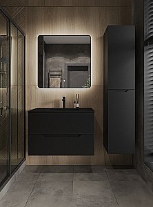 Тумба с раковиной Orange Line 80 Li-80Tub+BLRA черный для ванной в интернет-магазине Sanbest