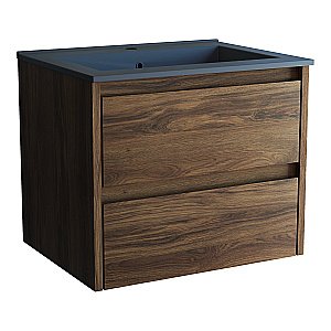 Тумба с раковиной Vincea Gio 60 VMC-2G600CO/VBS-13960MA тёмный дуб/раковина антрацит матовый для ванной в интернет-магазине Sanbest