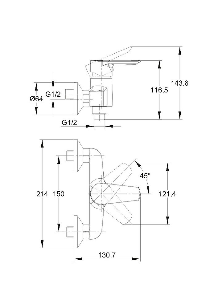 Смеситель для душа Cersanit VERO 63062 купить в интернет-магазине сантехники Sanbest