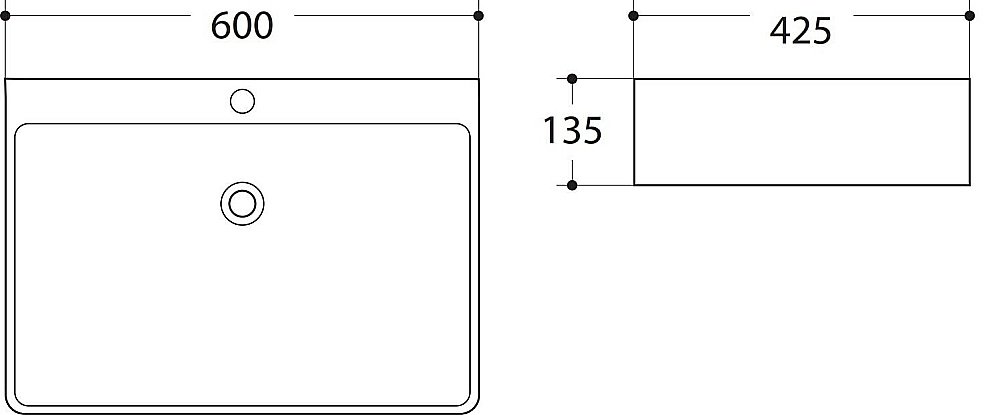Раковина накладная Art&Max 60 AM-78188 белая купить в интернет-магазине Sanbest
