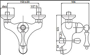 Смеситель для ванны Cezares Margot VM-BIO белый/ручка хром купить в интернет-магазине сантехники Sanbest